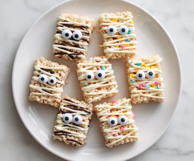 3 Ingredient Rice Krispie Treat Mummies