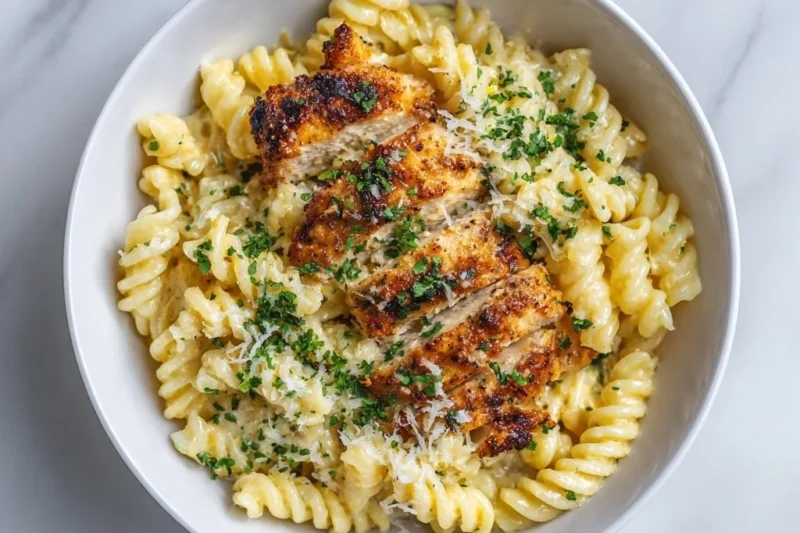 30-minute Cheesy Rotini with Garlic Parmesan Chicken