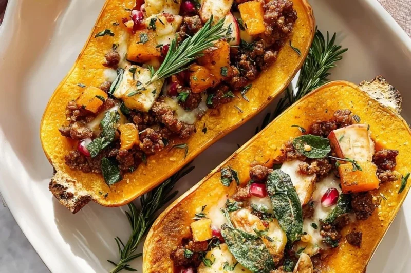 Apple Sausage Stuffed Butternut Squash