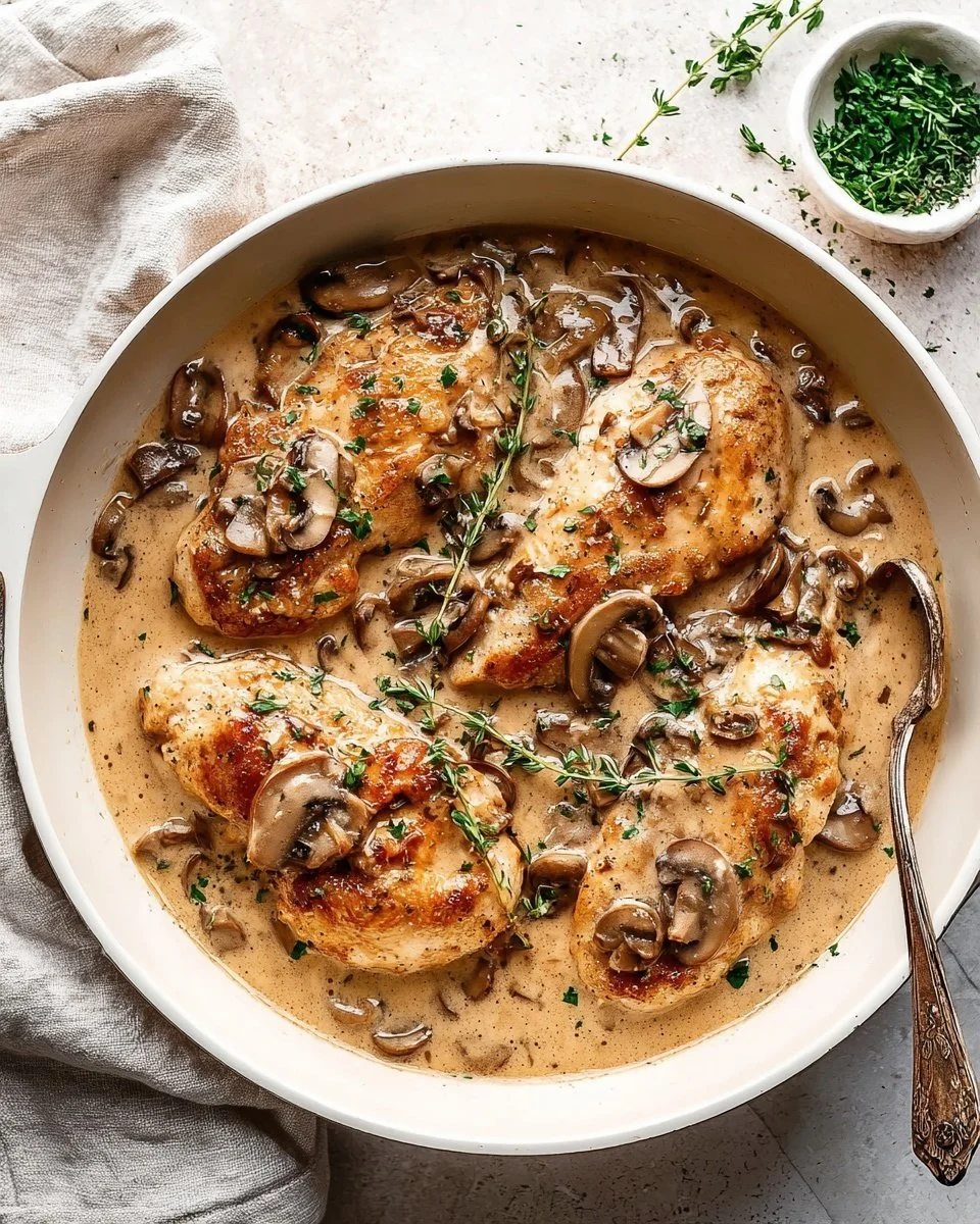 Delicious Chicken Marsala with mushrooms and wine sauce served on a plate.