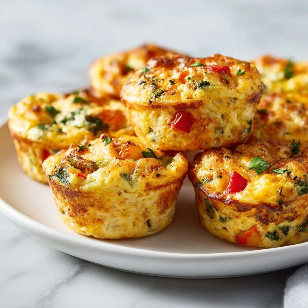 Delicious breakfast egg muffins baked with vegetables and cheese