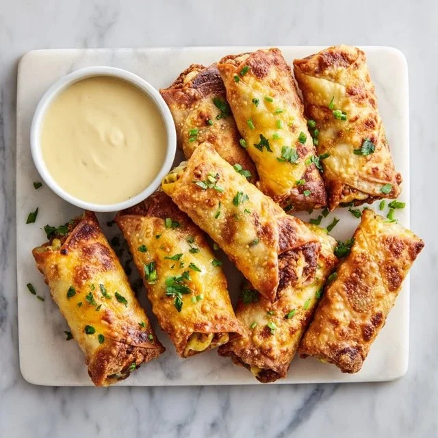 Delicious cheeseburger egg rolls filled with beef and cheese, crispy fried.
