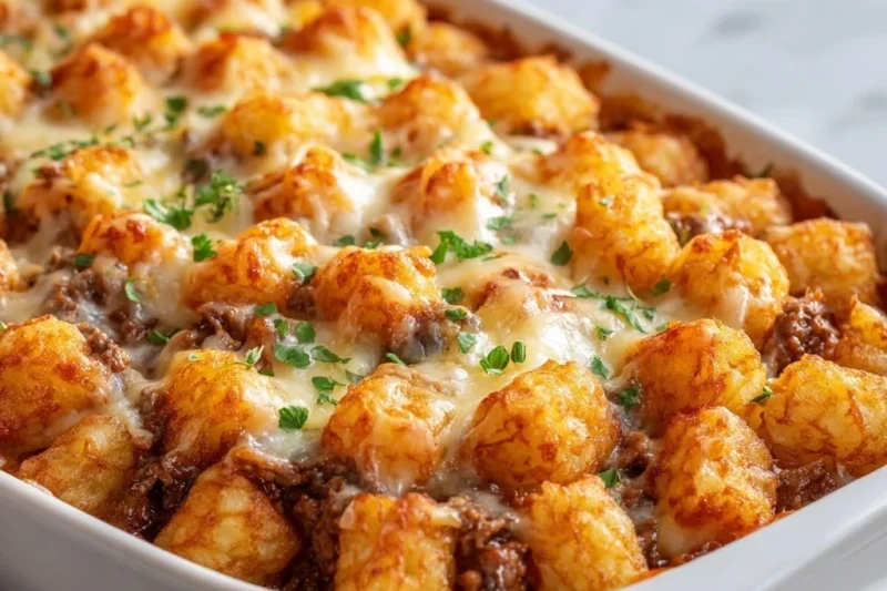 Cheesy Roast Beef Tater Tot Casserole