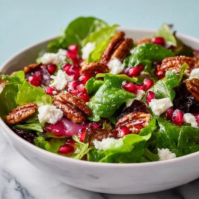 A colorful Christmas Salad filled with seasonal ingredients, perfect for holiday meals.