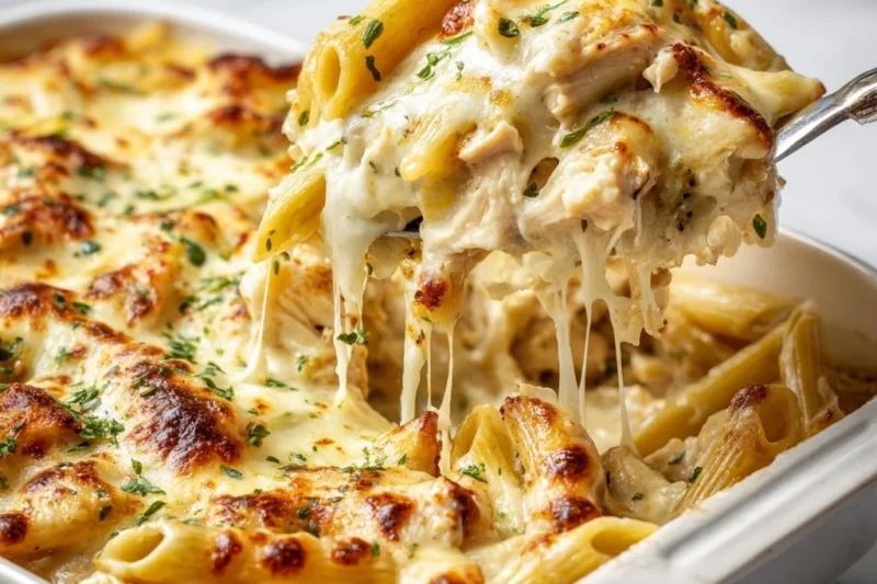 Creamy Chicken Alfredo Pasta Bake