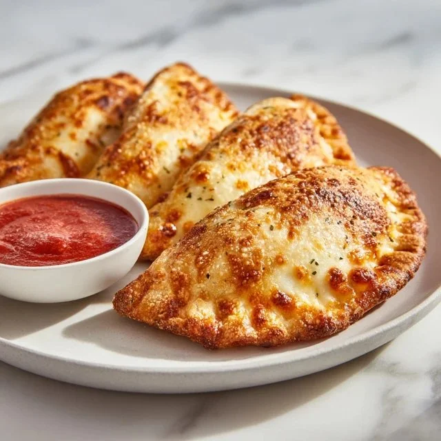 Crispy cheesy air fryer calzones filled with savory ingredients