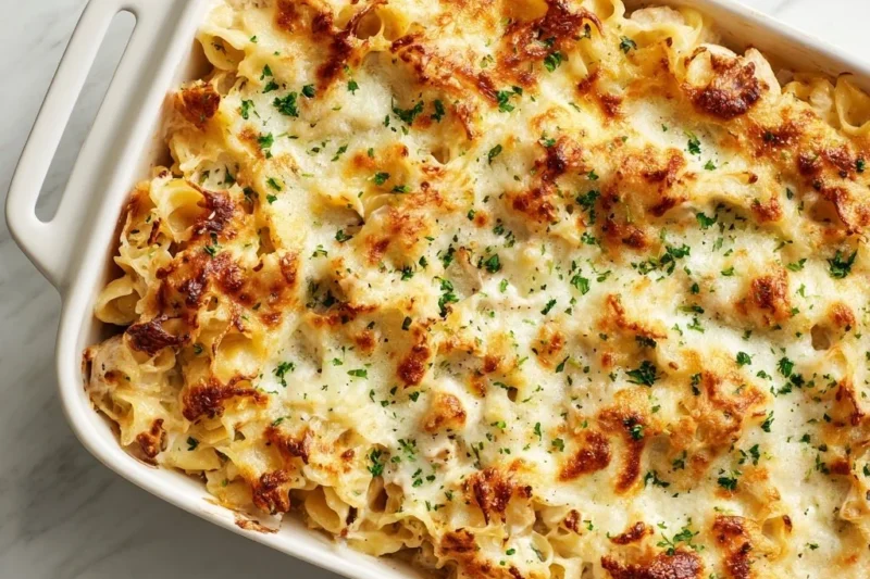 Dump and Bake Chicken Alfredo