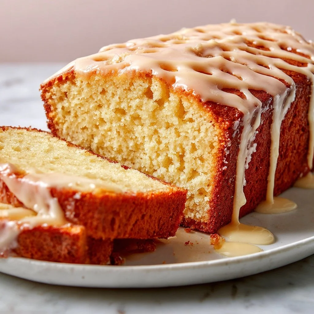 Rich and moist Eggnog Pound Cake served on a festive table setting.