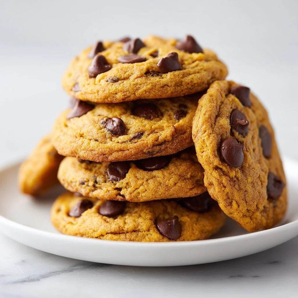 Gluten Free Pumpkin Chocolate Chip Cookies on a plate