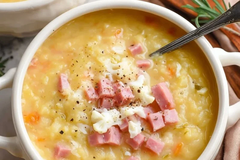 Ham and Cheese Cauliflower Soup