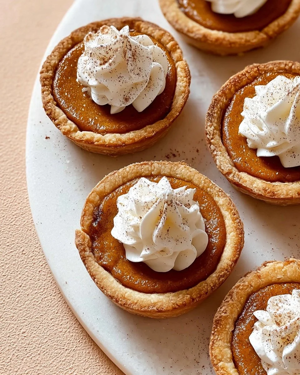 Mini pumpkin pies served on a plate, perfect for the fall season desserts