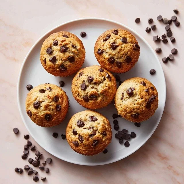 Peanut butter chocolate chip muffins made with cottage cheese