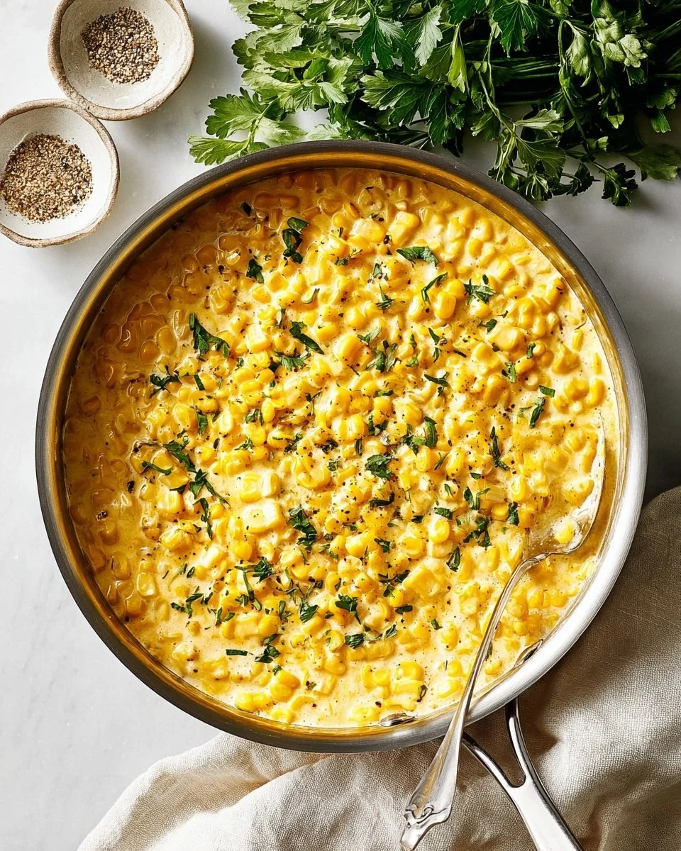 Bowl of perfect creamed corn with a creamy texture and golden color
