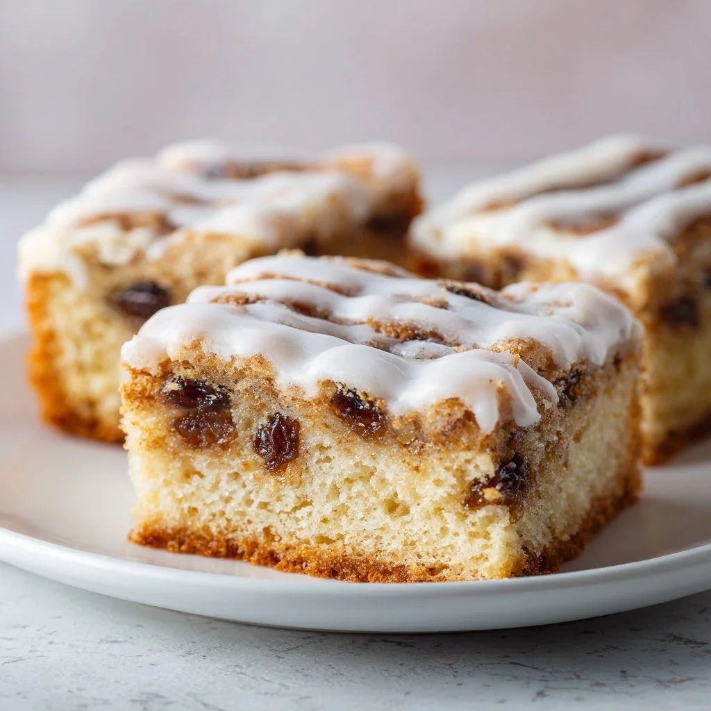 Homemade sour cream raisin bars on a plate, delicious dessert treat