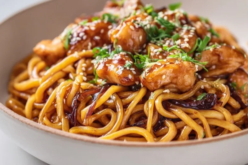 Sticky Garlic Chicken Noodles