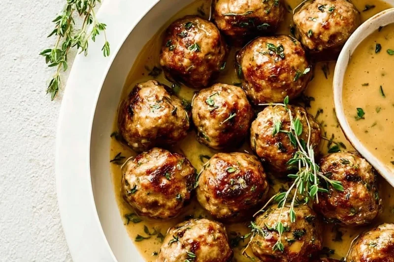 Turkey Meatballs with Maple Mustard Sauce