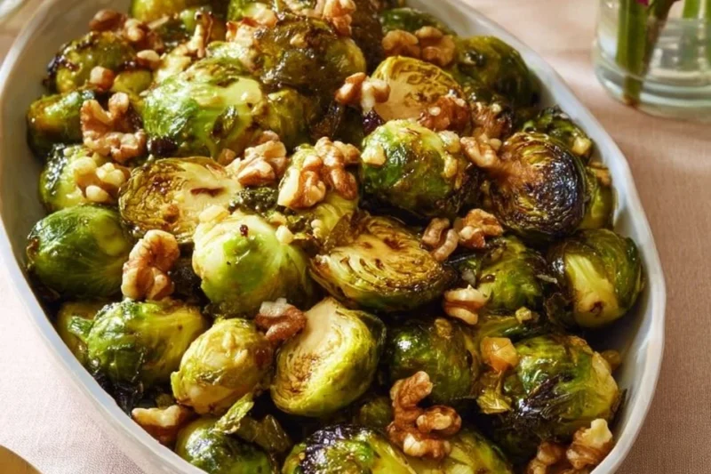 Brussels Sprouts with Balsamic Reduction and Walnuts