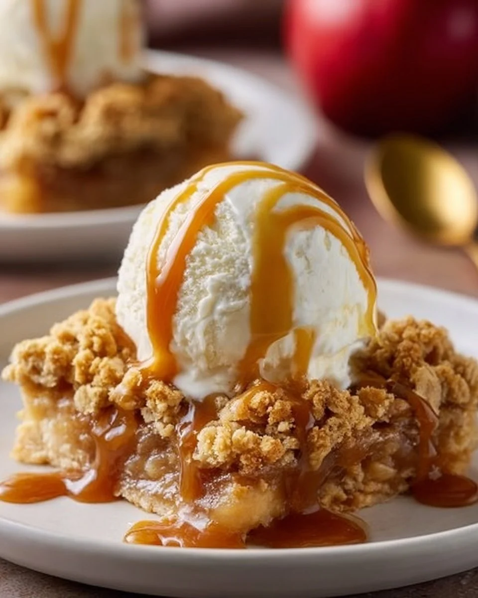 Delicious Caramel Apple Crumb Bars with a crumbly top and apple filling
