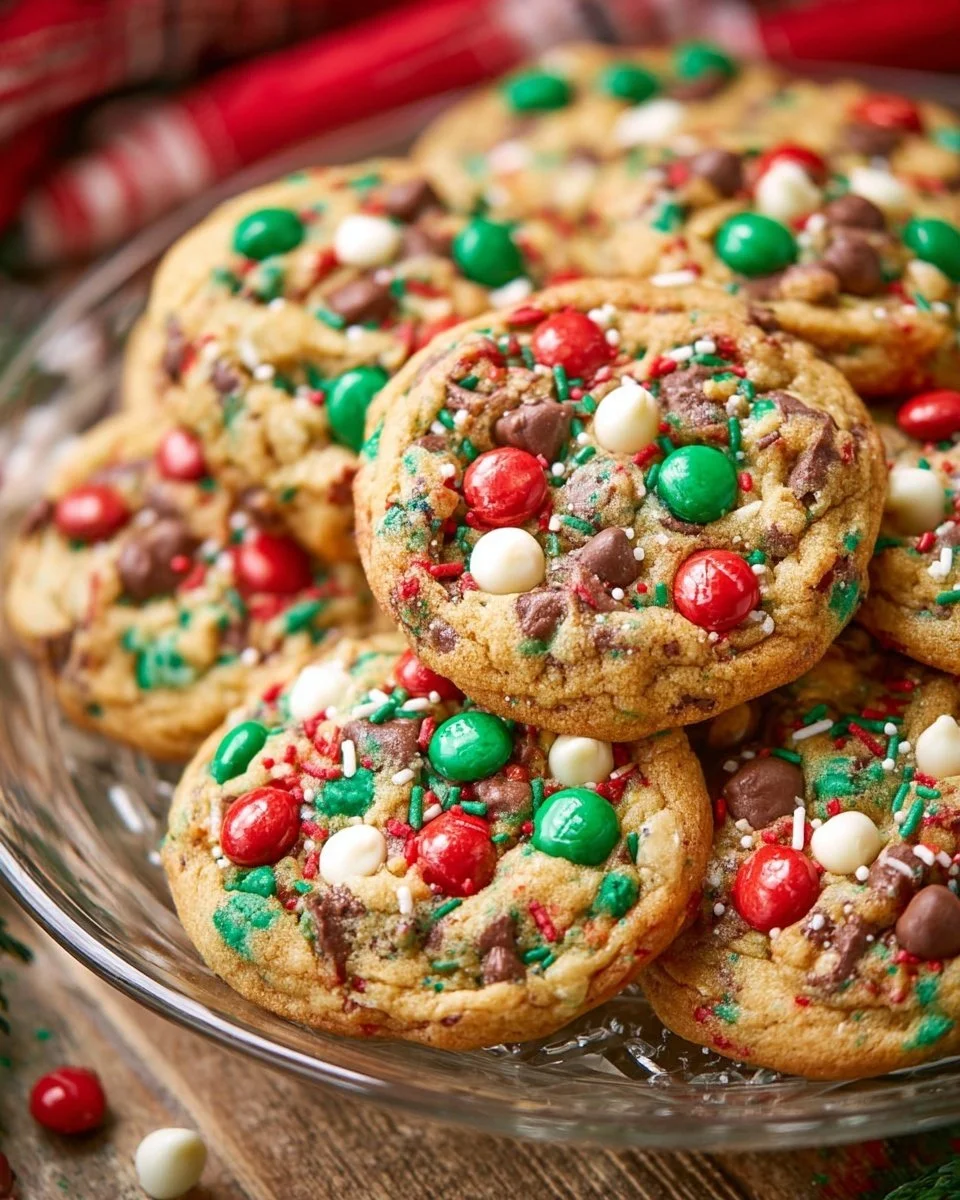 Delicious chocolate chip and M&M cookies freshly baked and ready to enjoy.
