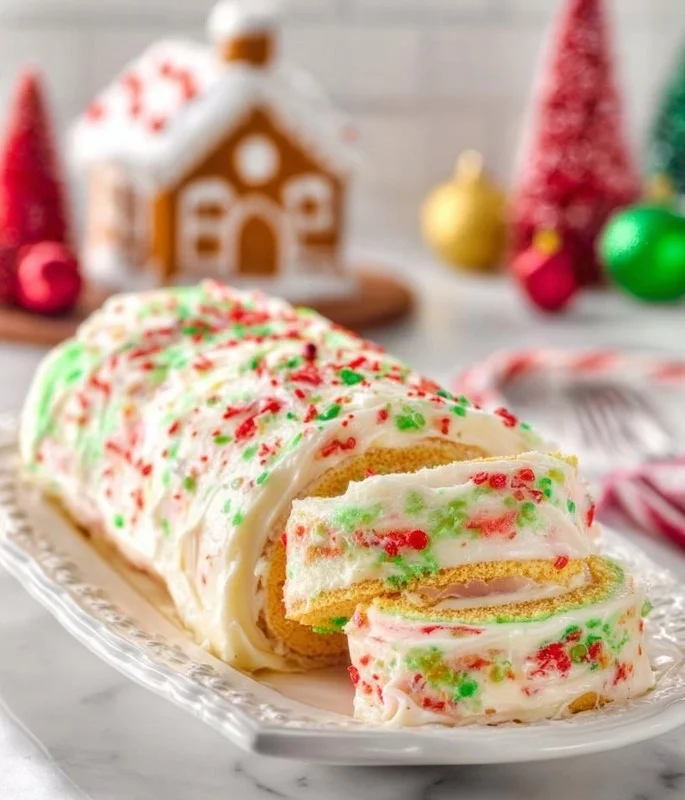 Festive and delicious Christmas Cake Roll decorated with seasonal ingredients