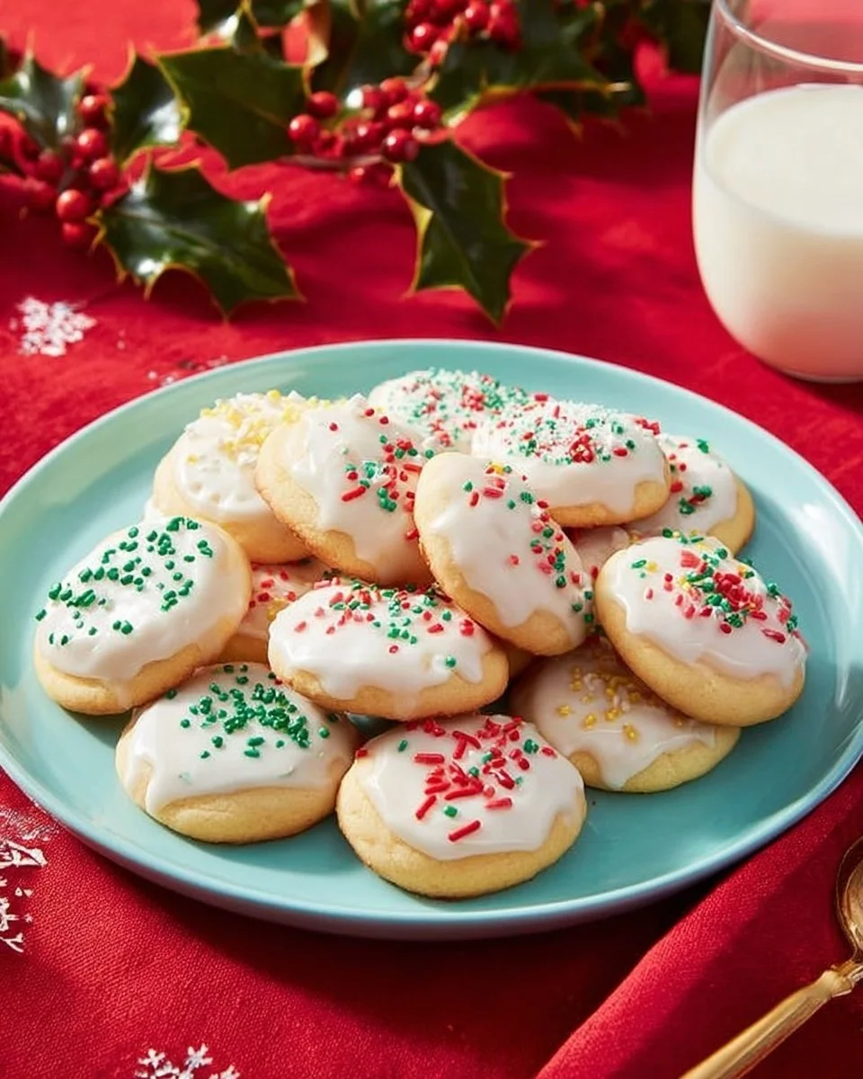 Assorted holiday cookies in festive shapes and colors on a tray.