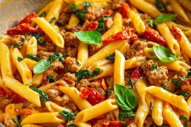 One Pot Italian Sausage and Tomato Basil Pasta