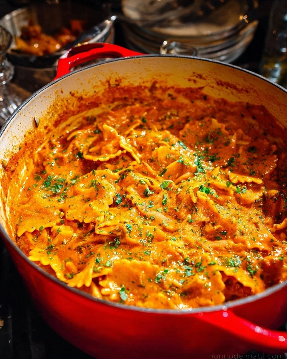 Bowl of delicious One Pot Lasagna Soup topped with cheese and herbs