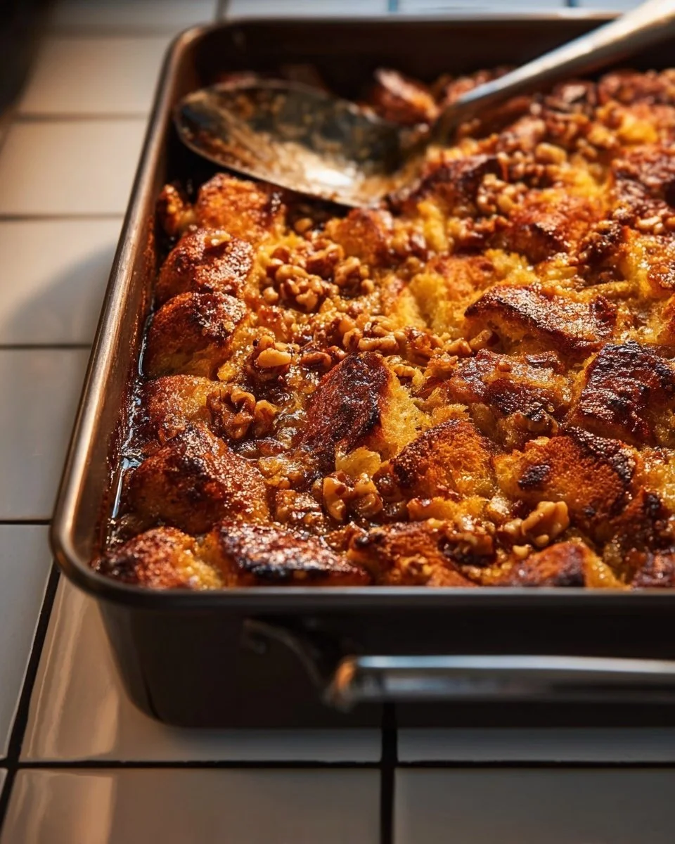 Delicious Overnight French Toast recipe served with syrup and berries.