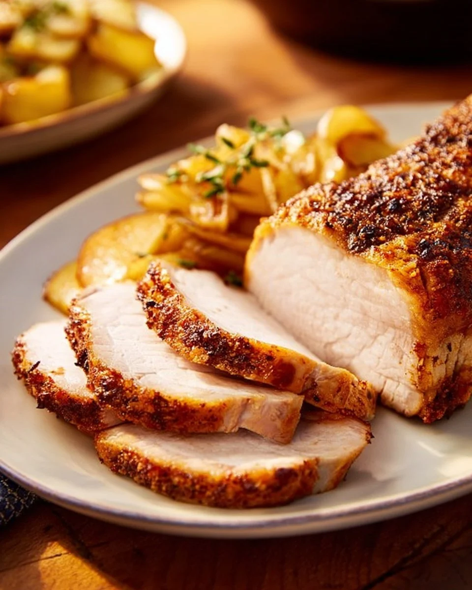 Plate of pork and sauerkraut with herbs and spices.