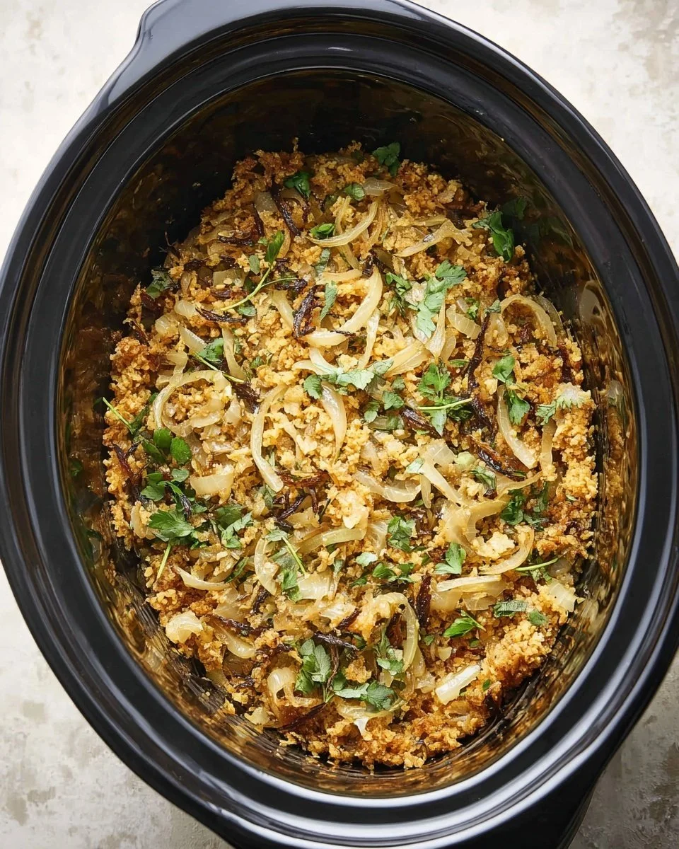Delicious Slow Cooker Green Bean Casserole served in a bowl