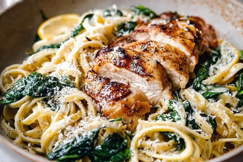Spinach Ricotta Pasta with Lemon Butter Chicken